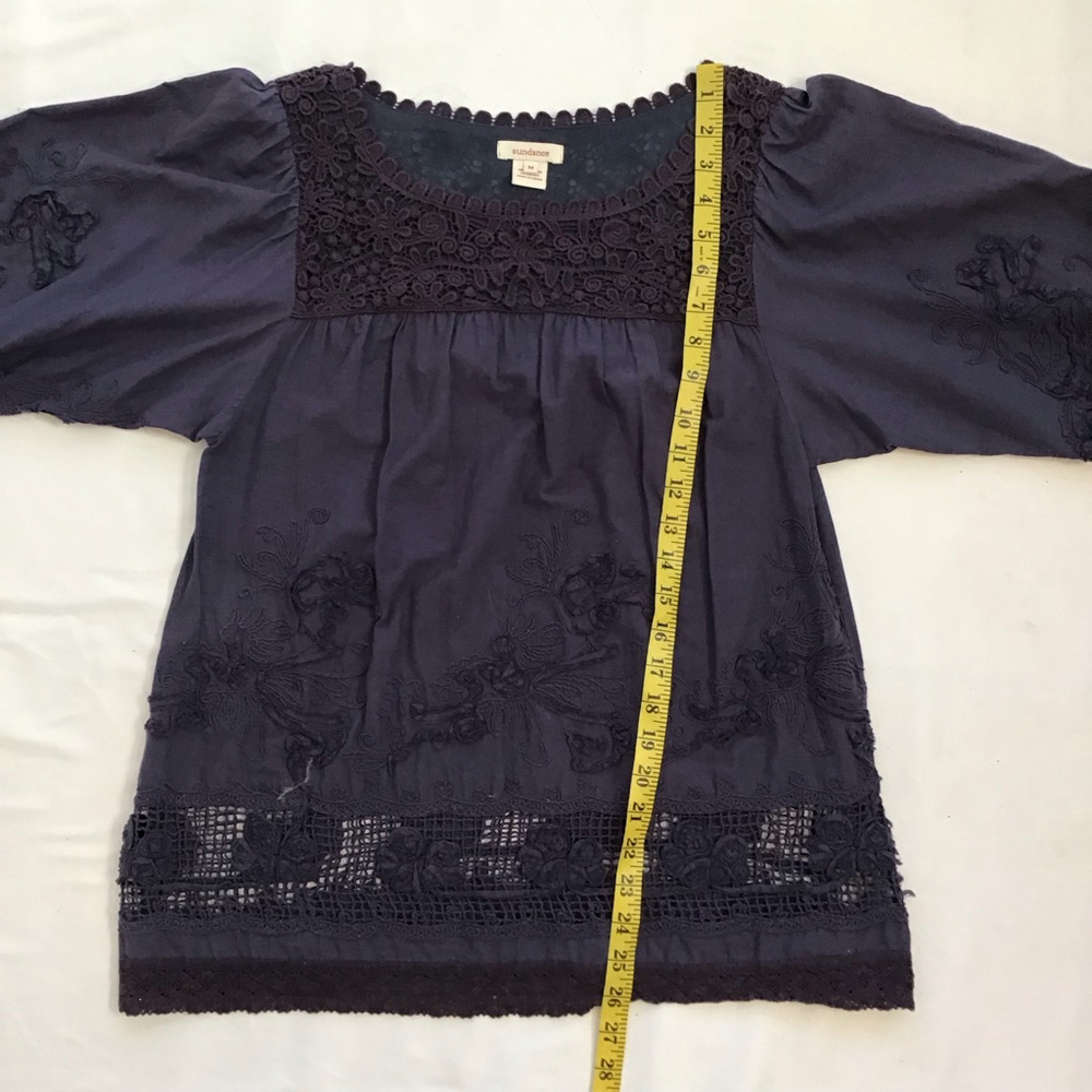 Sundance Women Elegant Purple Sheer Embroidered Tunic Top M - Picture 8 of 11